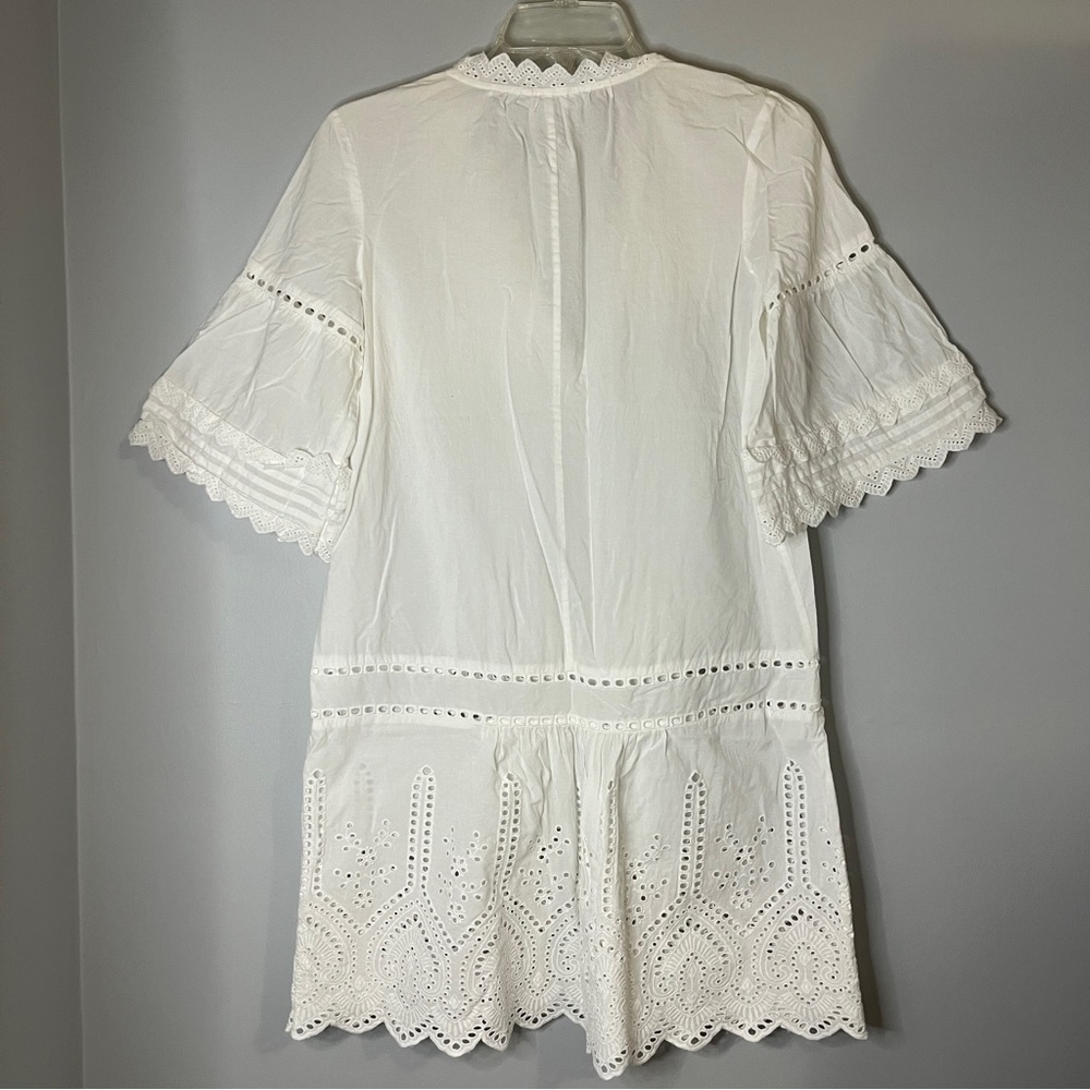 Club Monaco White Eyelet Cotton Mini Tunic Dress - Picture 5 of 12